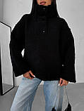 Чорна тепла жіноча кофта-анорак зі штучного хутра, фото 6