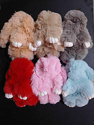 Брелок кролик із хутра 18 см (6 кольорів)