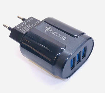 Зарядний пристрій 220В 5V 3А QC3.0 USBx3 Quick YU 06  (500)