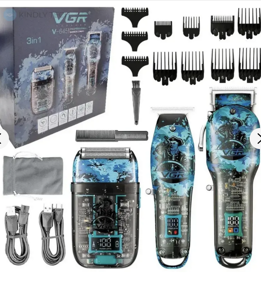 Професійний набір 3в1 Professional Set VGR V-645 тример, машинка для стриження та електроб (20)