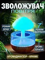 Увлажнитель воздуха Гриб с эффектом дождя / Аромадиффузор-ночник с подсветкой Mushroom drop water