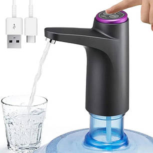 Помпа для води електрична з дозатором 600 мл, 1200mAh, Чорна/Електропомпа для води/Помпа для бутля, фото 1