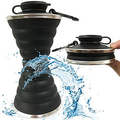 Складна силіконова пляшка для води 500мл, BW02, Чорна