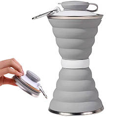 Складна силіконова пляшка для води 500мл, BW02, Сіра