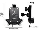Антивібраційний мототримач телефону Металевий на дзеркало Cliff Top Wireless 15W + USB, фото 5