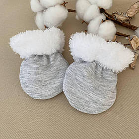 Дитячі рукавички "Вухастик" футер 2-х нитка, махра зріст 56 см (0 – 1 місяць) Betis Сірий