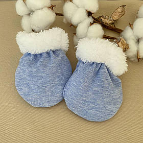 Дитячі рукавички "Вухастик" футер 2-х нитка, махра зріст 68 см (3 – 6 місяців) Betis Блакитний