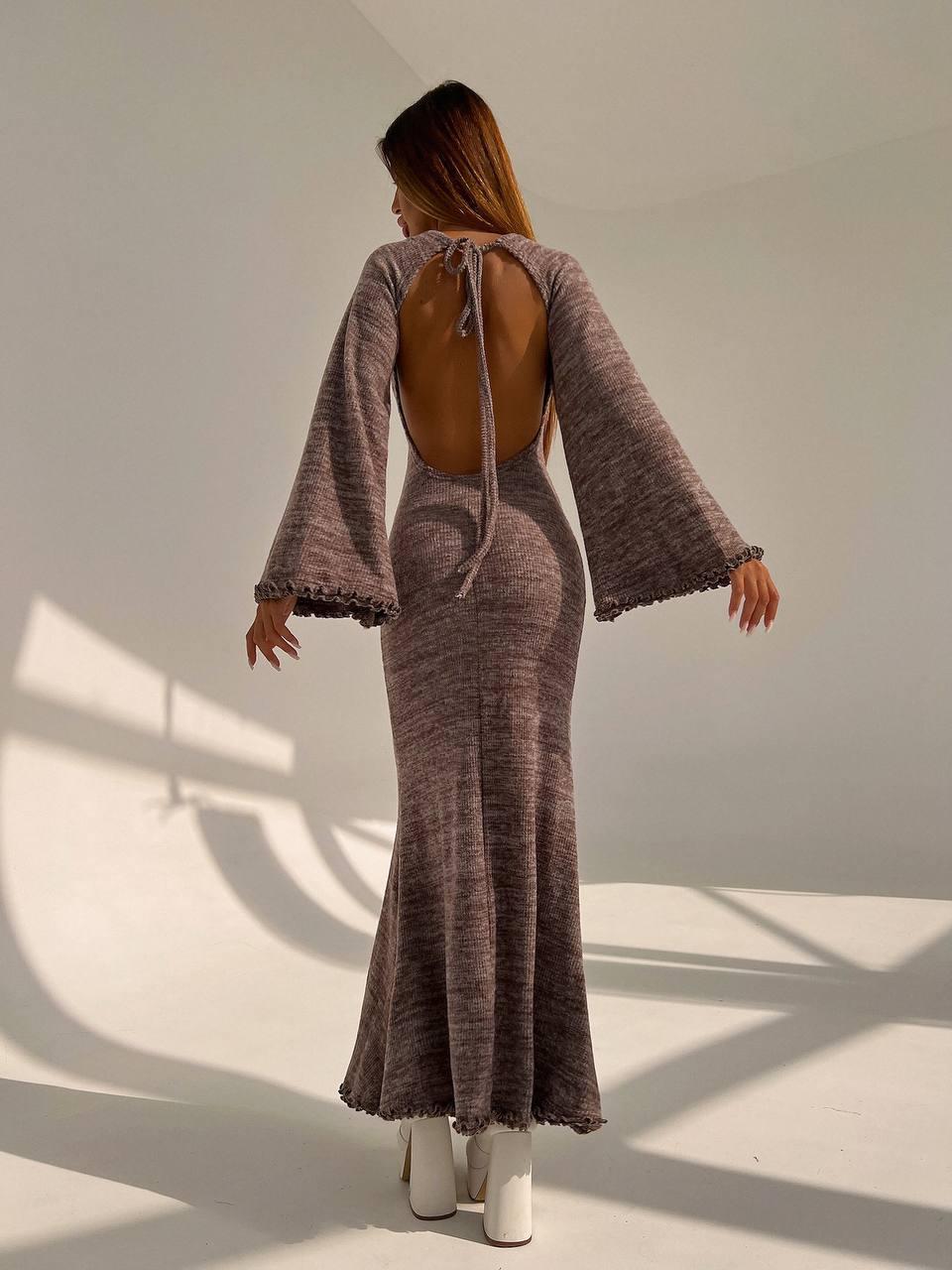 Довге плаття з відкритою спиною приталене з розкльошеними рукавами (р.S, M) 66PL5846Е, фото 1