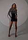 Чорне коротке плаття облягаюче з топом болеро із сітки зі стразами (р. S, М) 66PL5847Е, фото 10