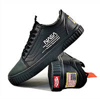 Кроссовки NASA Shuttle Ванс Чёрные Кожаные Кеды Вэнсы (размеры: 39,42)