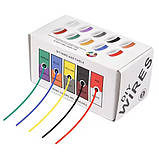 Набір дротів в силіконовому обплетенні 1жила 18AWG 5кольорів по 5м луджена мідь, фото 2