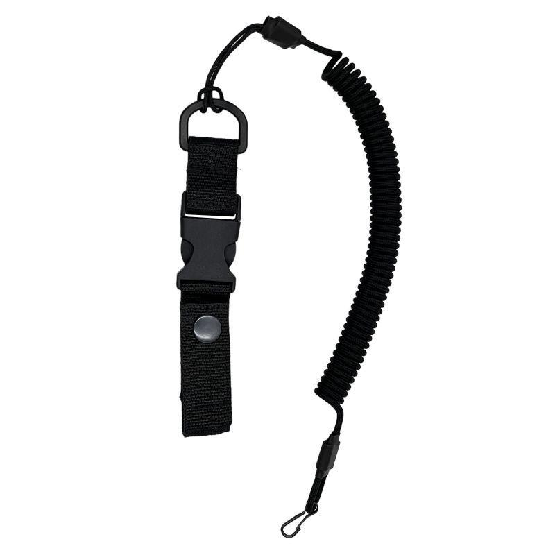 Страхувальний тренчик з карабіном та швидкознімним кріпленням на пояс (паракорд, чорний) JGR