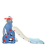 Дитячий пластиковий ігровий комплекс 2 в 1 гірка з кільцем + гойдалка Bambi WM19020 біло-блакитний для дому, фото 5