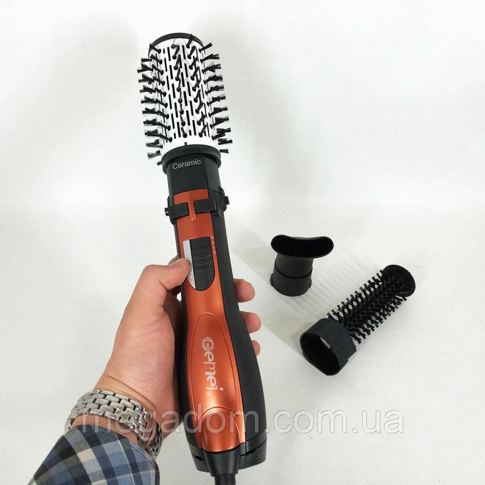 Хороший фен для дому Gemei Gm-4828, Гребінець-браш для укладання, Фен щітка SM-224 для об'єму