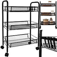 Кухонний стелаж з трьома полицями Ruhhy 24749 на колесах чорний