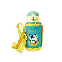 Термос-поїльник з силіконовою трубочкою MGZ-0318(Yellow) чашкою, в чохлі з ремінцем, 550 мл