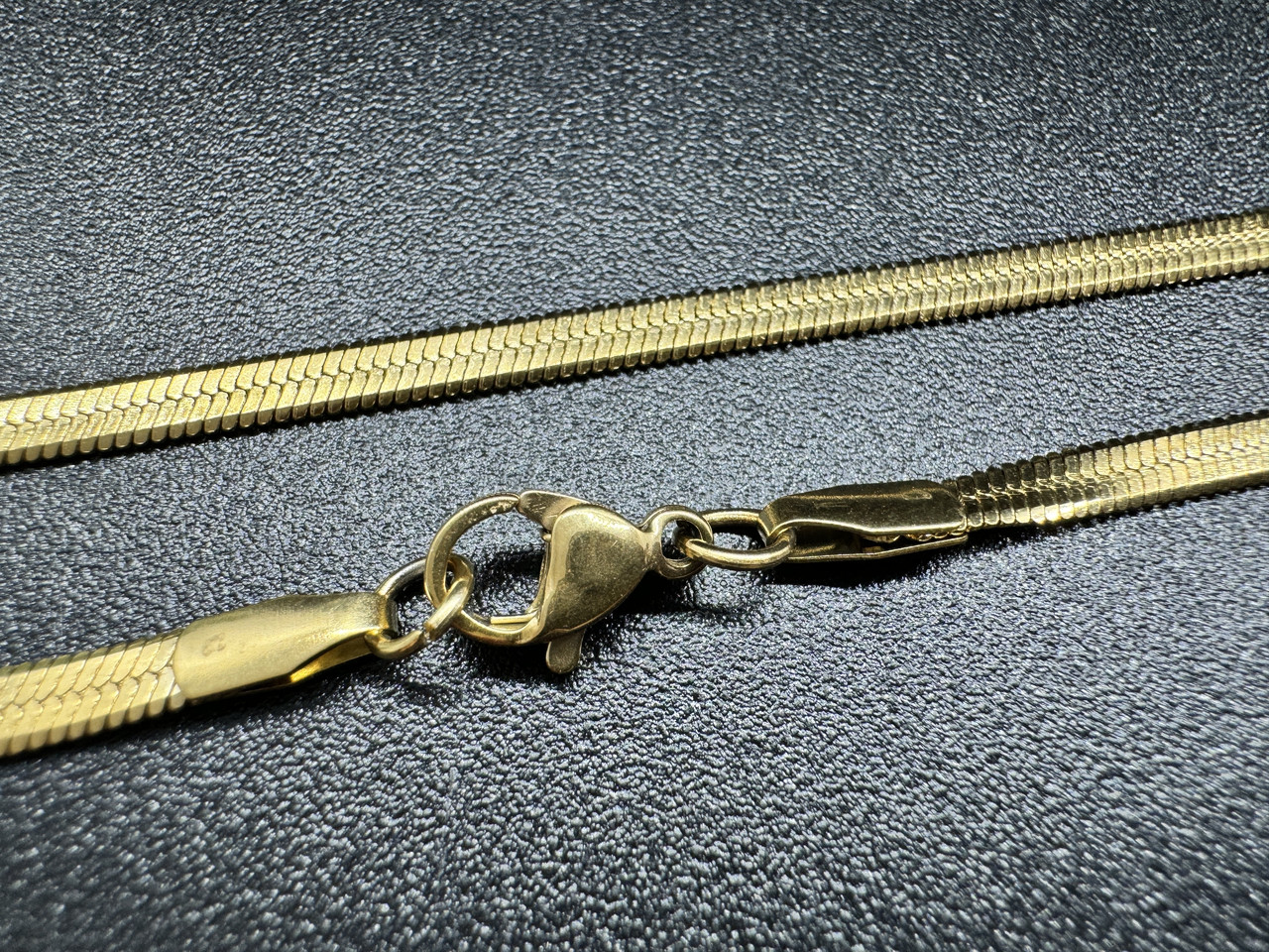 Змійка плоска, ланцюг 45 см із замком, неірж сталь золото, фото 1