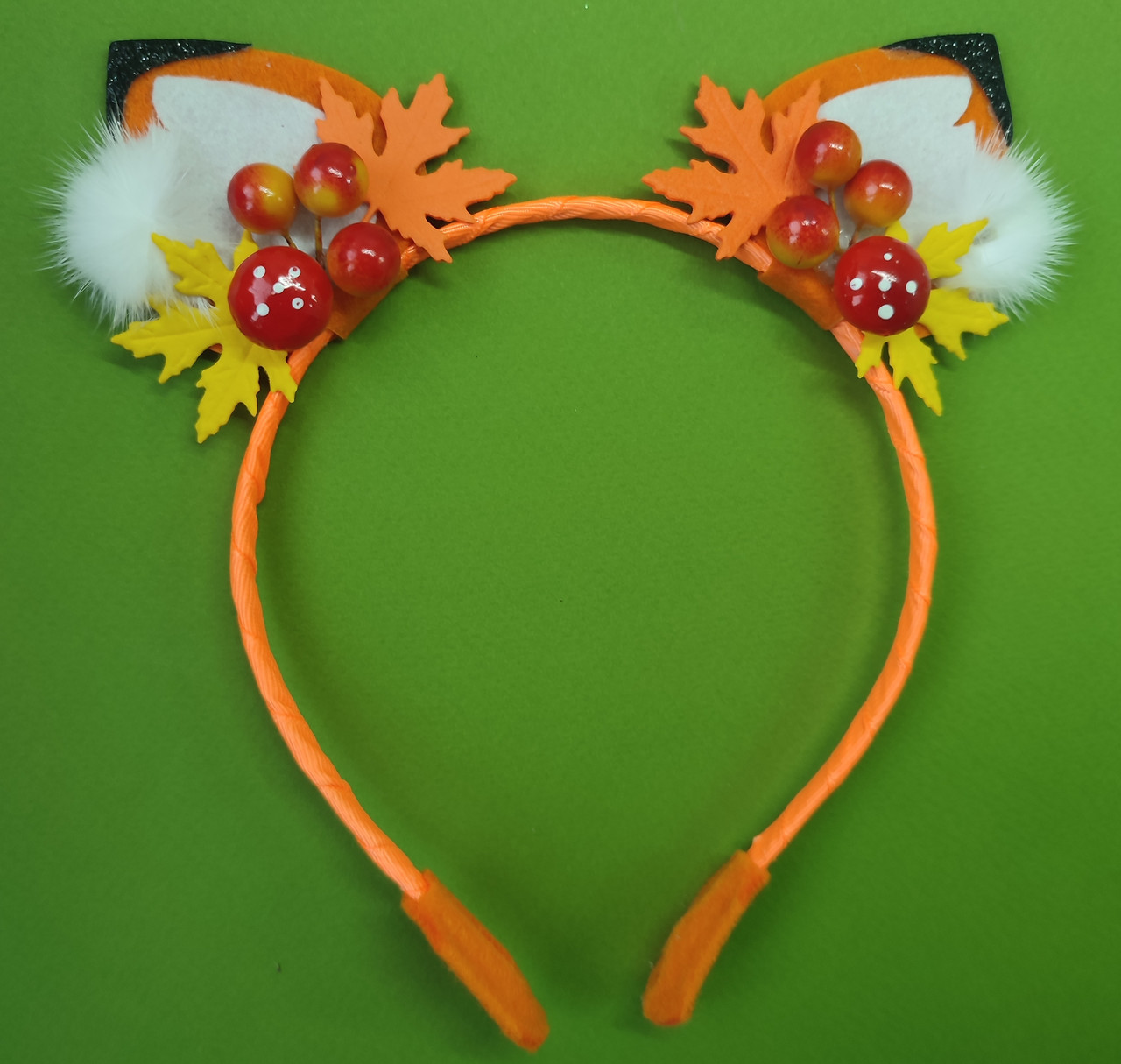 Обруч лиси Вушка лисички на обручі Осінній обідок лисичка Ушки Лисички на обруче Обруч с ушками Лисичка, фото 1