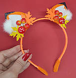 Обруч лиси Вушка лисички на обручі Осінній обідок лисичка Ушки Лисички на обруче Обруч с ушками Лисичка, фото 3