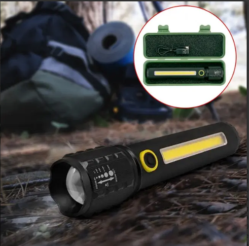 Ручной аккумуляторный фонарик с боковым диодом BL-C73 с USB зарядкой ...