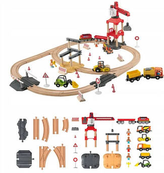 Набір Будівельний майданчик для дерев'яної залізниці 3,8 м PlayTive Junior 59 елементів