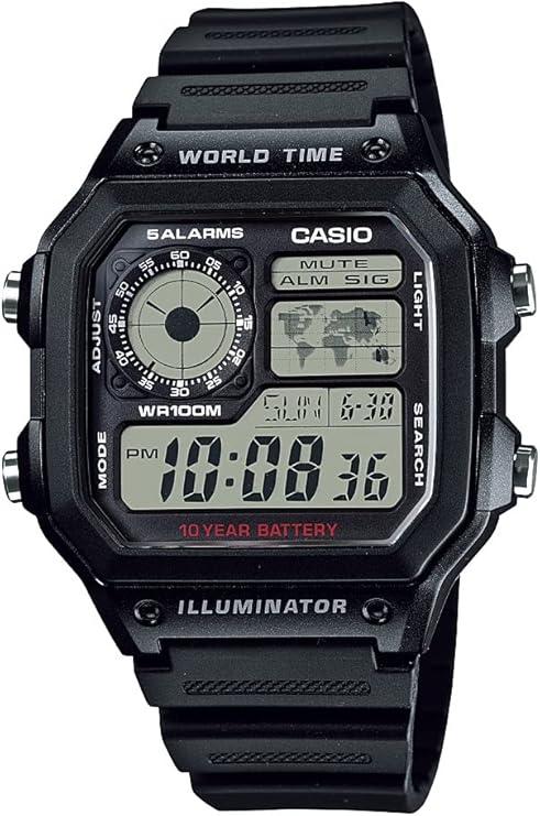 Чоловічий водонепроникний електронний годинник Casio AE-1200WH-1A
