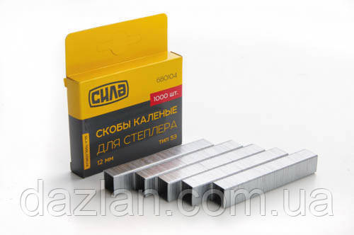 Скоби для степлера 6*11,3*0,7mm, (гартовані, квадратні) (1000 шт.) СИЛА 680101, фото 1