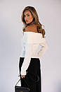 Жіночий в'язаний светр із закотом і відкритими плечима (р. 42-46) 4sv3371, фото 6