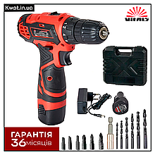Дриль шурупокрут акумуляторний Vitals AU 12/2KP Дві швидкості  2 АКБ 12 В 1.5 Ач Швидкозатискний патрон