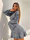 Коротке плаття в рубчик приталене з розкльошеними рукавами та вирізом на спині (р.S, M) 66py5845Е, фото 8