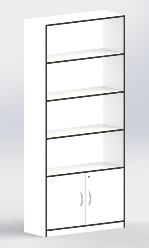 Стелаж із ДСП білий із накопичувачем + заскляні дверцята "СТАНДАРТ" СТ-6.1 200х90х34