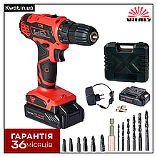Дриль шурупокрут акумуляторний Vitals AU 14/2KP Дві швидкості 2 АКБ 14 В 1.5 Ач Швидкозатискний патрон