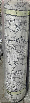 Біла тканина для постільної білизни 220см Фланель (байка) з принтом листочки FL4235black (40м), фото 2