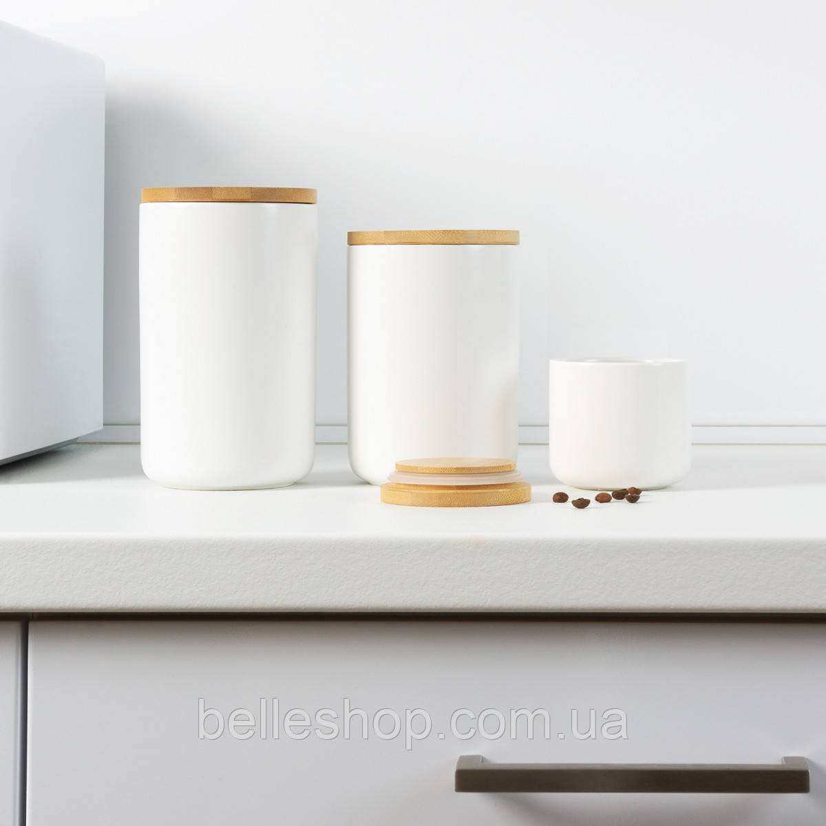Ємність для зберігання 1000 мл kp-13 l white/wood, фото 1