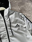 Вітровка Adidas молодіжна чоловіча легка з капюшоном Сіра спортивна куртка адідас для бігу та прогулянок хлопцю, фото 4