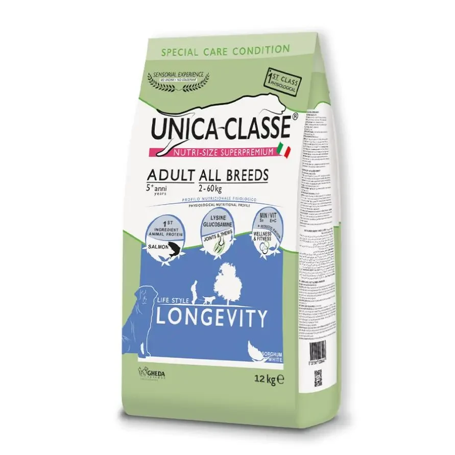 Сухий корм для собак Геда Gheda Unica Classe Adult All Breeds Longevity корм для собак всіх порід з лососем, 12 кг