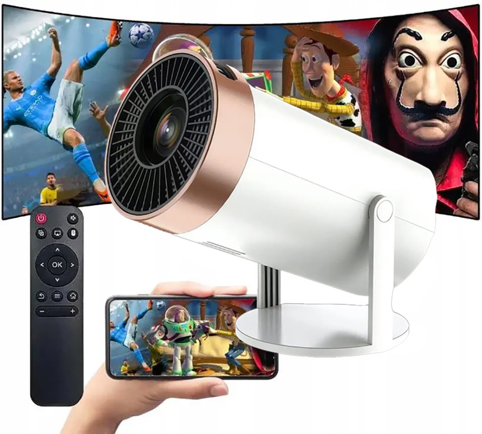 Портивний міні-проектор SMART 4K Projector Ultra HD підтримка Android і iOS, Bluetooth 5.0, Wi-Fi 6, мультимедійний домашній