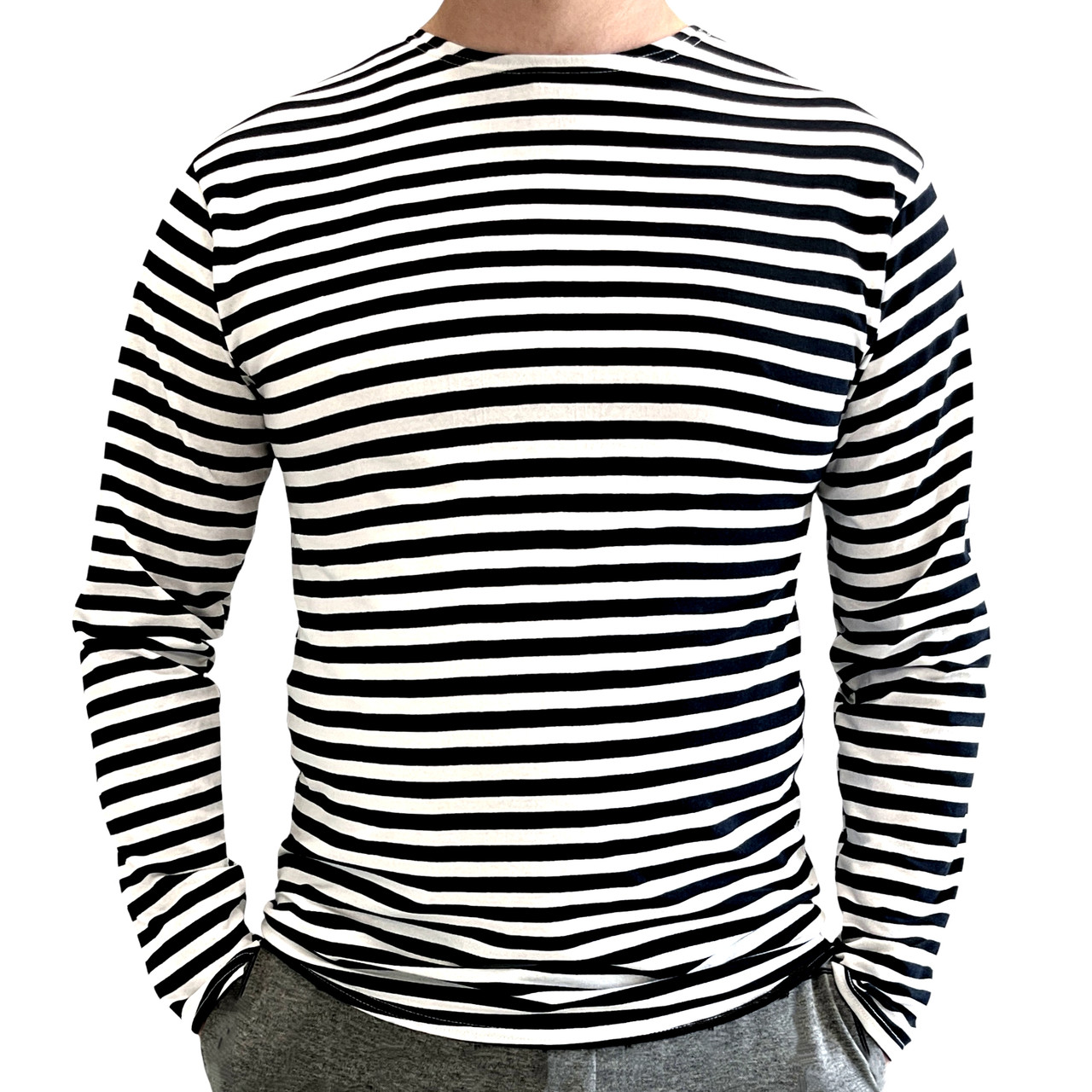 Чоловіча демісезонна тільняшка  в'язана з довгим рукавом ВМФ темно-синя смуга ГОСТ Бавовна 100%, фото 1