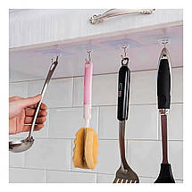 Гачки металеві на синтетичній основі CLEAR #1001 самоклеючі на липучках 4 шт 6х6 см, фото 4