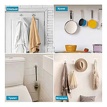 Гачки металеві на синтетичній основі CLEAR #1001 самоклеючі на липучках 4 шт 6х6 см, фото 3