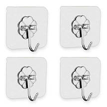 Гачки металеві на синтетичній основі CLEAR #1001 самоклеючі на липучках 4 шт 6х6 см, фото 2