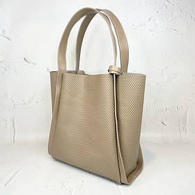 Сумка жіноча "ДОЛЬЧЕ" натуральна шкіра, латте матова плетінка