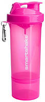Шейкер SmartShake Slim NEON 500 мл Pожевий
