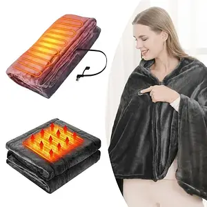 Плед із підігрівом зігрівальне електро ковдра пончо Electric Heating Shawl Blanket з USB-портом