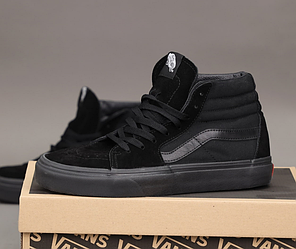 Чоловічі високі кеди Vans Sk8-Hi Mid black Ванс СК-8 демісезонні чорні