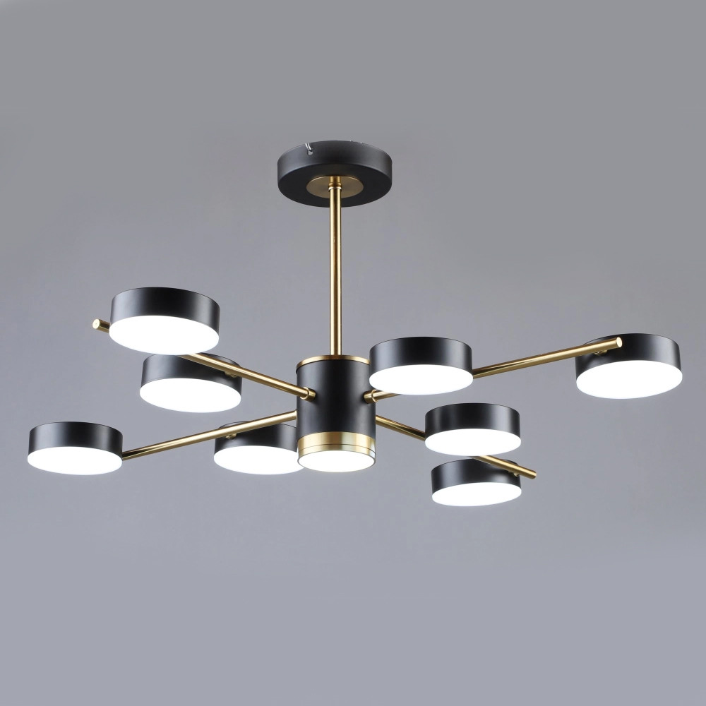 Світлодіодна чорна Led-люстра на 8 плафонів, 62W до 15 м² Sirius B N6369/8 COP+BK, фото 1