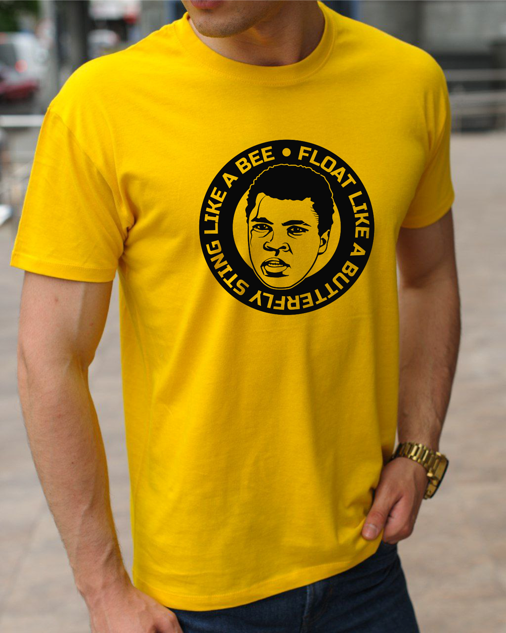 Футболки на боксерську тематику з принтом Мухаммед Алі, бавовняна футболка з боксерами розмір S, фото 1