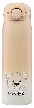 Термос FreeON Ведмедик (об'єм 480 мл) Бежевий | Термочашка, термопляшка