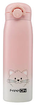 Термос FreeON Кішечка (об'єм 480 мл) Рожева | Термочашка, термопляшка