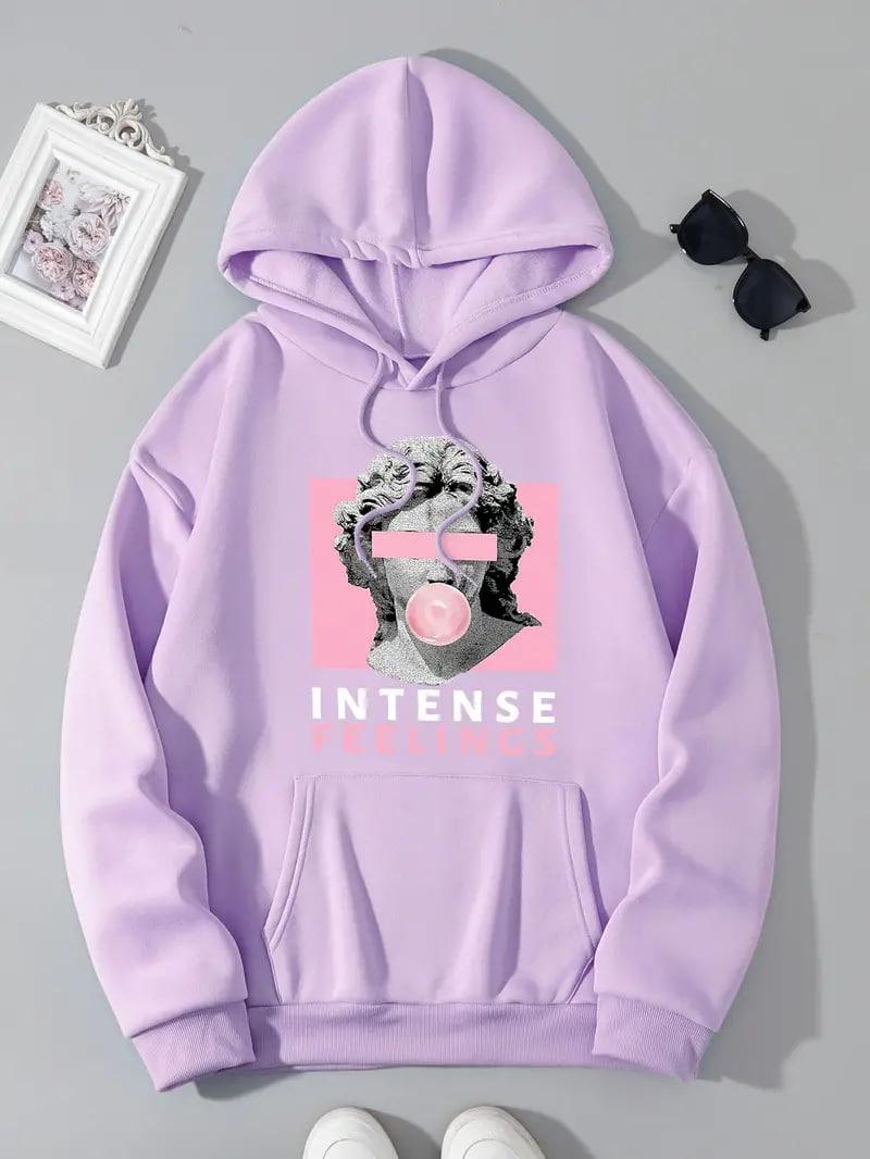 Стильне жіноче худі з принтом INTENSE FEELINGS